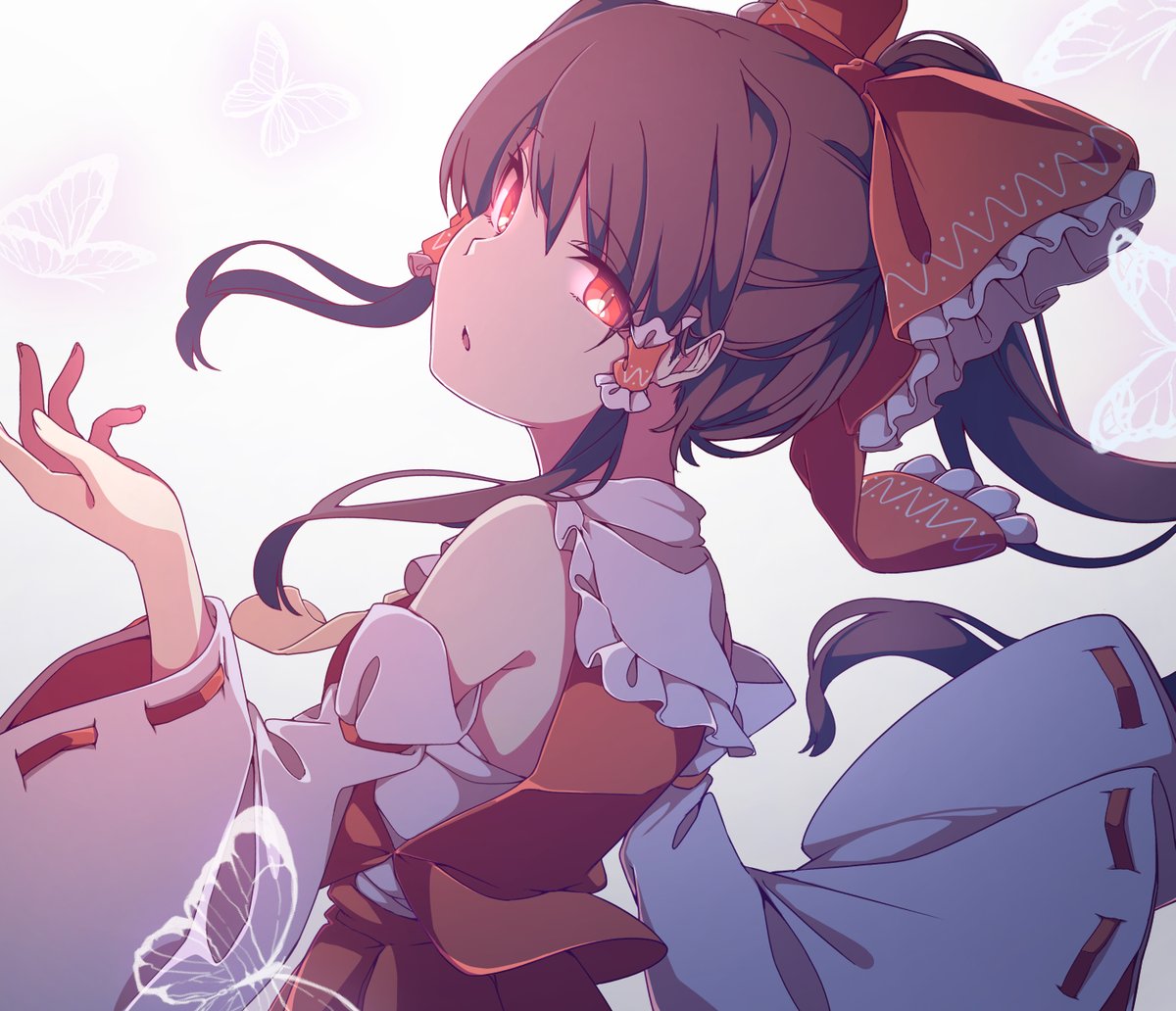 博麗霊夢 「#1月6日は霊夢の日 二色蓮花蝶 ～ Red and White」|ごくうのイラスト
