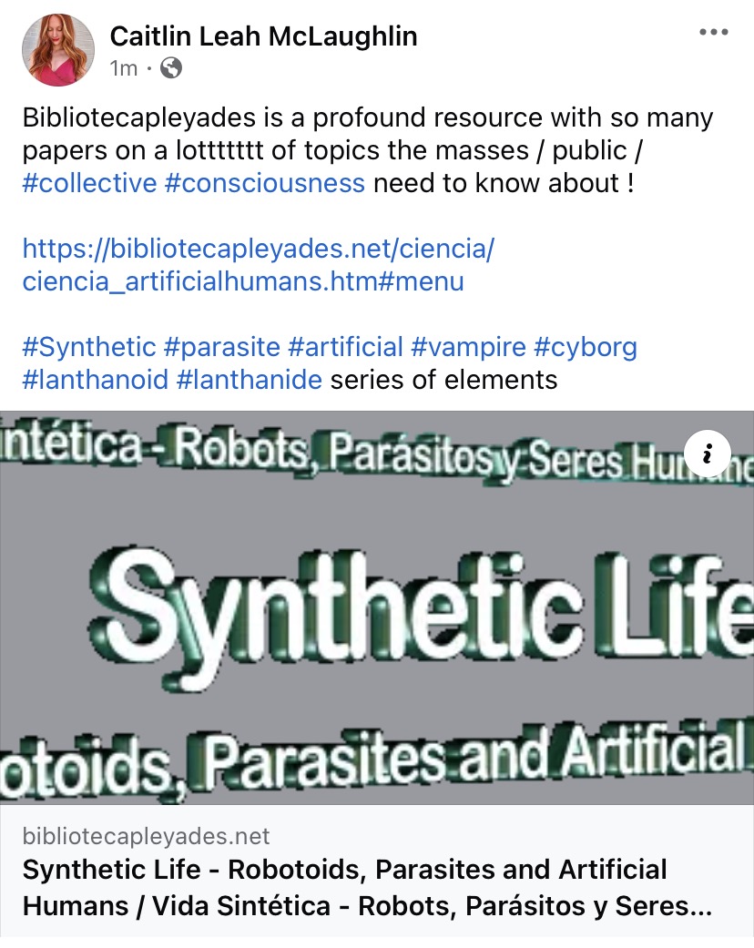 V7thSeal's tweet photo. Synthetic Life - Robotoids, Parasites and Artificial Humans / Vida Sintética

https://t.co/CVT0BHxgDI

#Synthetic #parasite #artificial #vampire #cyborg #lanthanoid #lanthanide series of elements

Bibliotecapleyades is a profound resource with so many papers on a lottttttt of topics the masses / public / #collective #consciousness need to know about !!