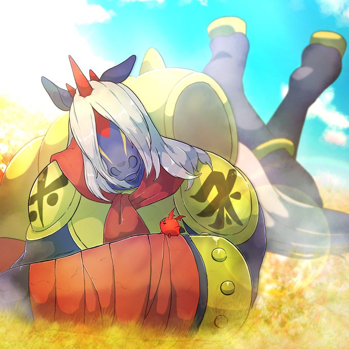 お誕生日プレゼントお礼絵のインダラモンさんでした!
でっかい生き物と小さい生き物のこう…こう、なんか優しい世界が好きなんや…!! 