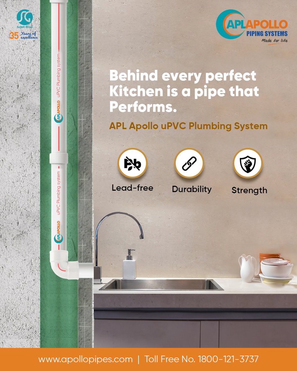 ApolloPipes's tweet image. Experience leak-free, safe, and efficient water flow with APL Apollo uPVC piping systems, built for comfort, hygiene, and peace of mind.

To know more, click here: apollopipes.com/upvc-plumbing-…

#uPVC #Strength #Durability #APLApolloPipes #APLApollo #NeverCracksUnderPressure