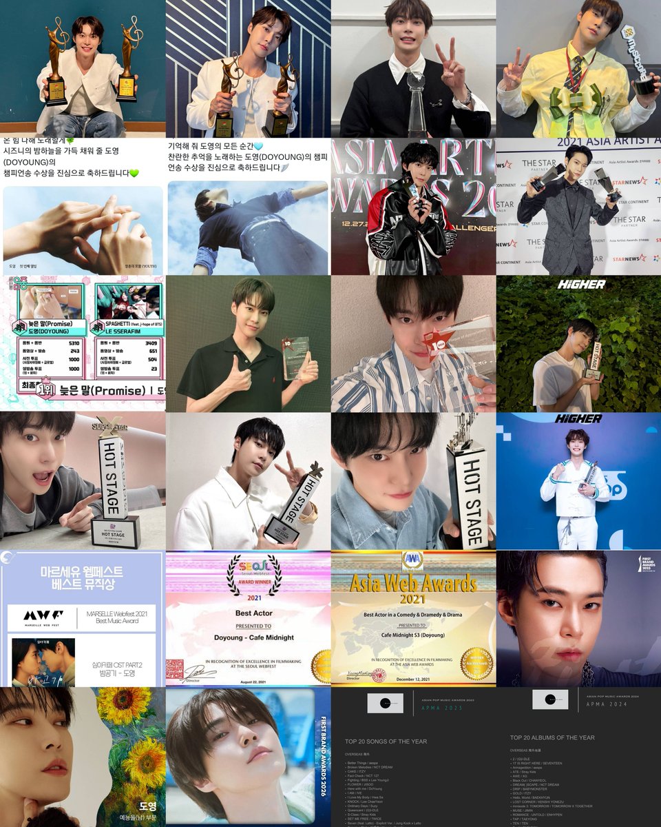 𝗗𝗢𝗬𝗢𝗨𝗡𝗚'𝘀 𝗦𝗢𝗟𝗢 𝗔𝗪𝗔𝗥𝗗𝗦 
As of January, 2026

With 𝟐𝟒 solo awards, #DOYOUNG remains the most awarded member of NCT, even before his solo debut.

#도영 #ドヨン
