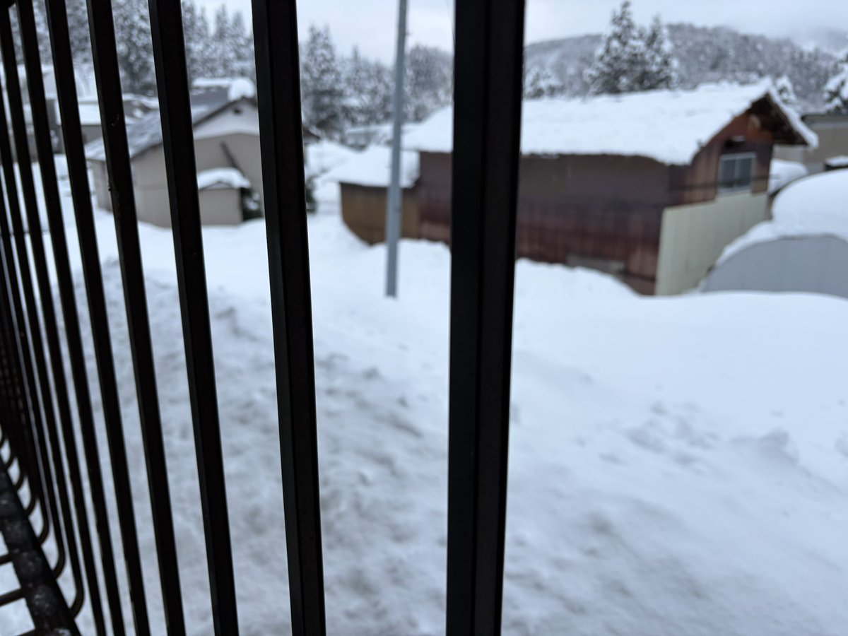 屋根から落雪した雪が、もう2階までリーチ💦