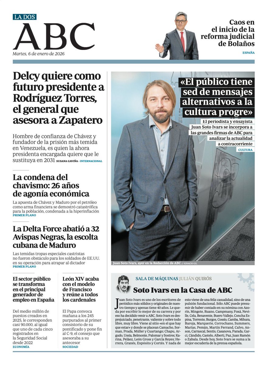 Pues sí. En 2026 salto de El Confidencial al Abc. Me voy del periódico que me inventó y dejo allí grandes amigos, un director fabuloso y una trayectoria que es todo lo que se puede decir de mí por el momento. Llego al Abc con buenos amigos que me reciben brindando y ganas de