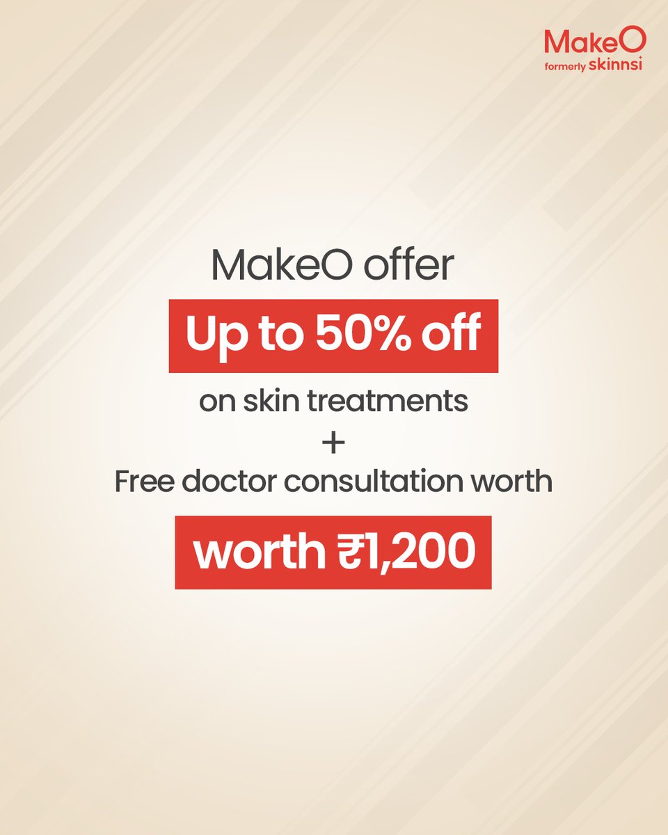 makeO_skin's tweet image. Hurry up, this limited-time offer is only at our HSR Clinic💪

Get up to 50% off on Laser Hair Reduction, Acne &amp;amp; Scar treatments.
Plus, enjoy a free consultation with our in-house dermatologist.

#MakeO #GlowingSkin #MakeOver #SmoothSkin