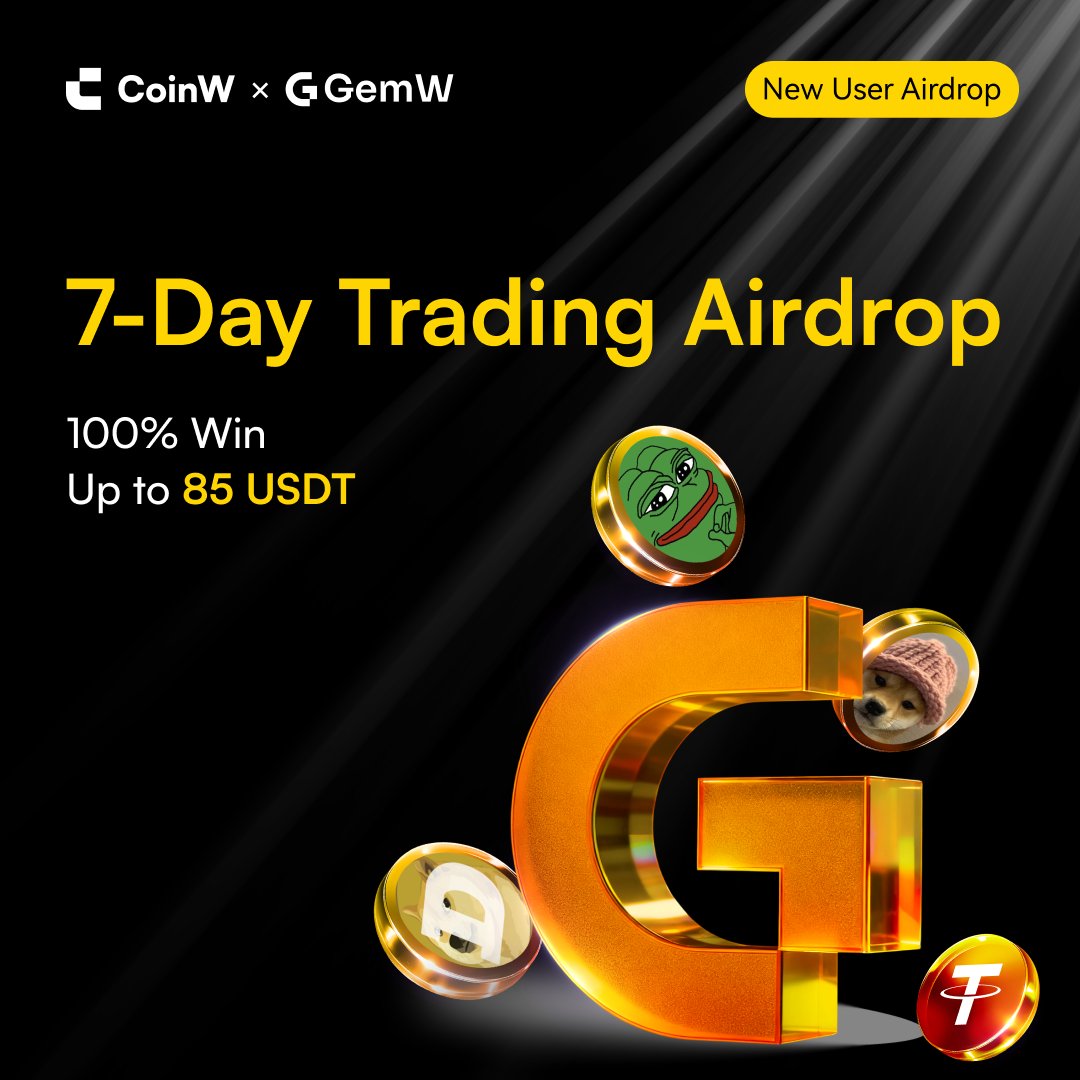 💎 GemW New User Airdrop Live

New users share 20,000 USDT — FCFS.
✨Up to 85 USDT / user
✨100% rewards after trading
✨Txid-based, on-chain verified

How to join:
1️⃣ Visit the announcement &amp; click Register Now
coinw.com/help-center/an…
2️⃣ Trade on GemW
coinw.com/gemw
3️⃣