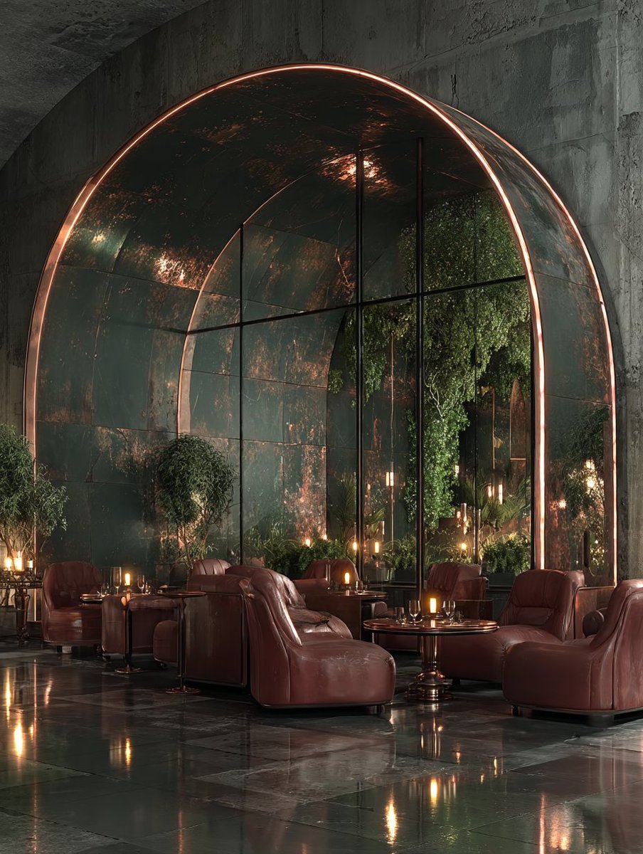 phokuinc's tweet image. Industrial Elegance Meets Urban Oasis, spatial interior design for concept co sharing lounge in Neo Art Deco aesthetic #InteriorArchitecture #ConceptDesign #moodboard