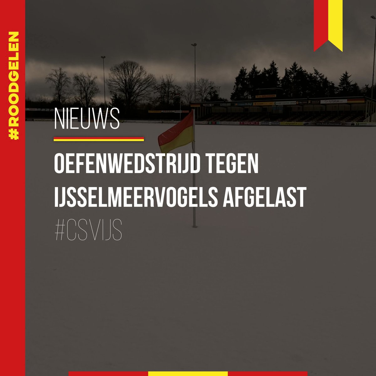 csv_apeldoorn's tweet photo. De oefenwedstrijd van vanavond tegen IJsselmeervogels gaat niet door. Door de gevallen sneeuw is het hoofdveld onbespeelbaar. #csvijs https://t.co/1yoXLxVV4e
