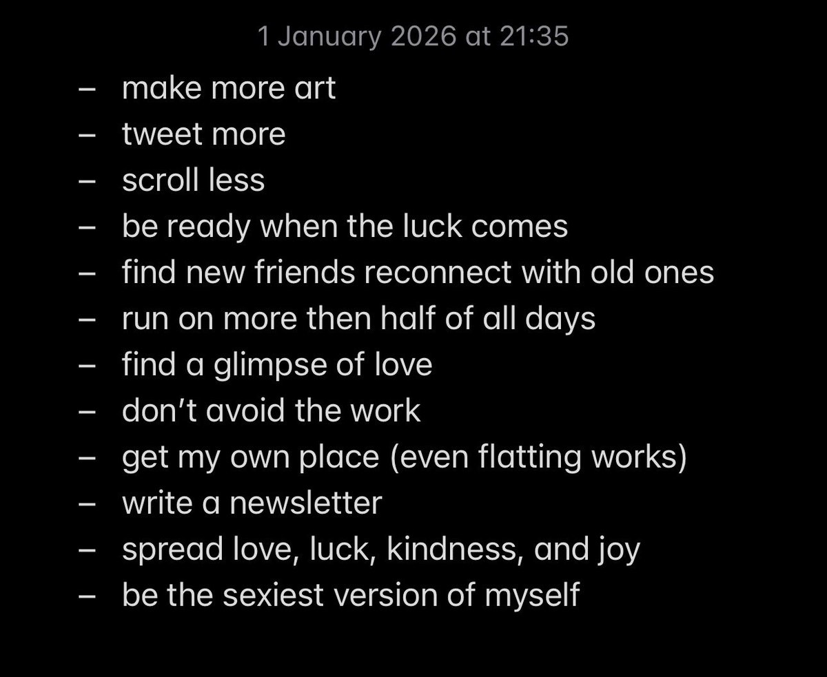 mdnsnkm's tweet photo. new year resolutions so far https://t.co/XgCxql0ucR