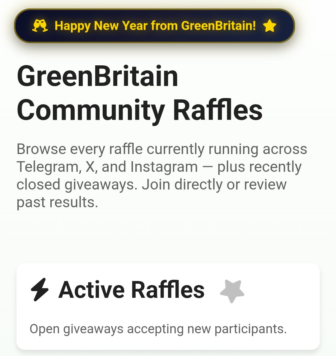 All GreenBritain #giveaway raffles in one place 🎉

Join now, Winn big, Happy 2026

greenbritain.club