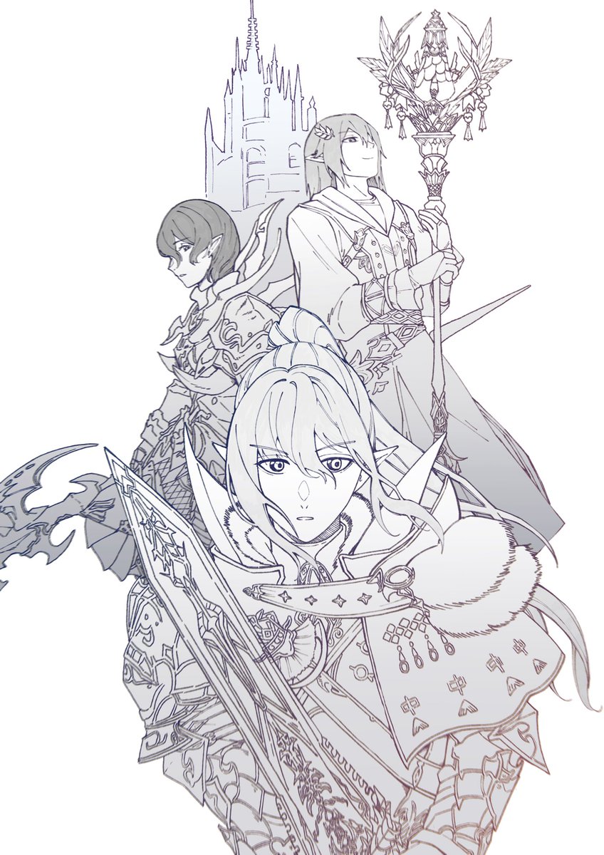 foxdeerk's tweet photo. Anthology art reveal ✨
Ishgard’s trio — Estinien (DRK), Aymeric (DRG), and Haurchefant (WHM).

#ffxiv #finalfantasyxiv #ff14 #finalfantasy14 #haurchefant #estinien #aymeric #illustration #ff14蒼天のイシュガルド https://t.co/GeYfVRgKvi