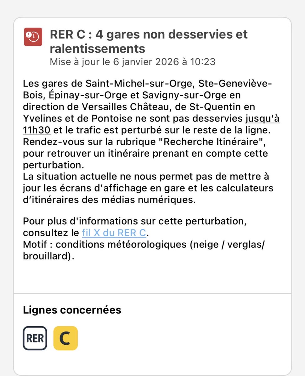 AlexAndreDelouu's tweet photo. @RERC_SNCF Des informations contradictoire. Sur l’application IDF, quelle est la bonne information ? Merci https://t.co/FZnjED4eQT