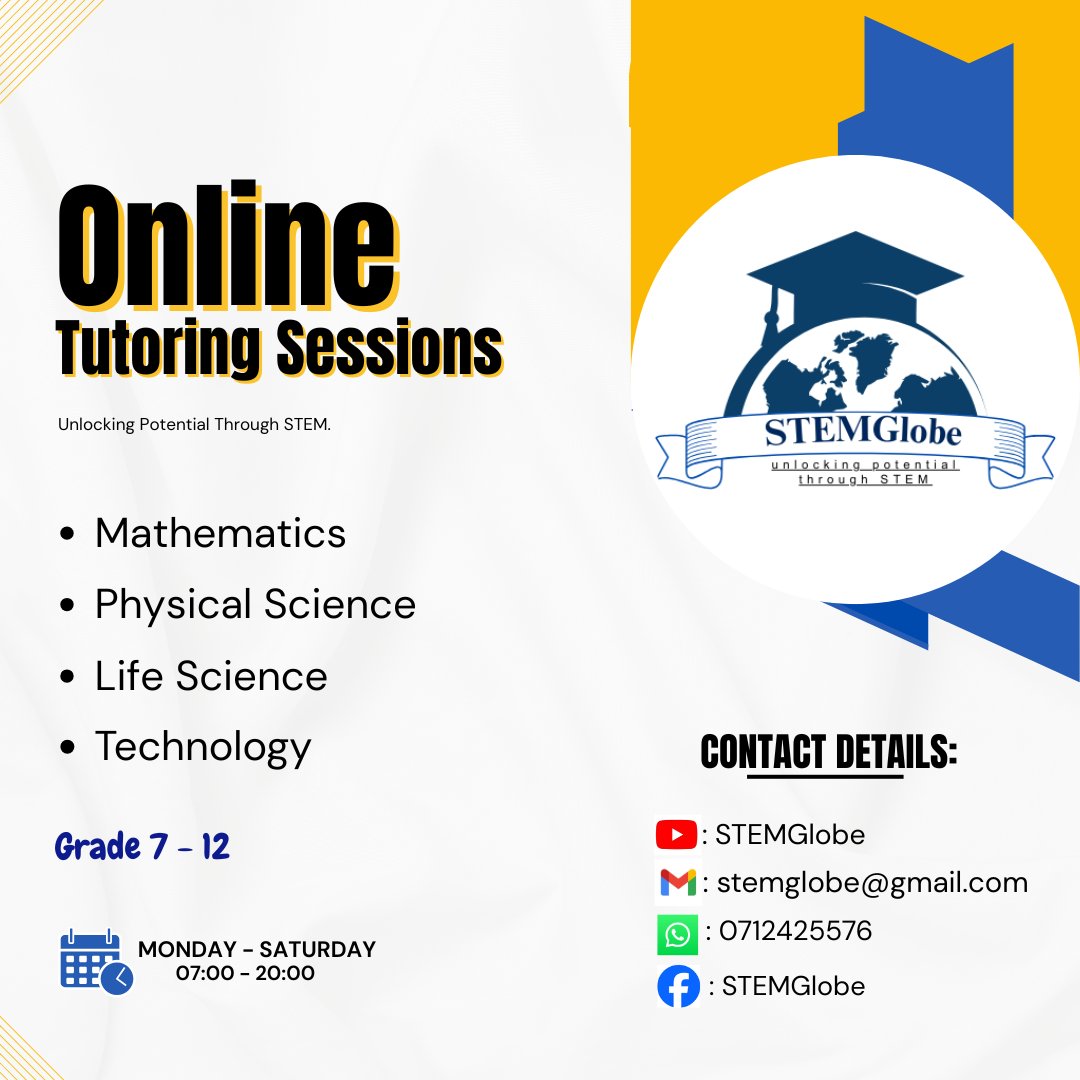 PollenMUFC's tweet image. Hi everyone, I offer online tutoring in Mathematics and Sciences for learners in Grade 7 to Grade 12. If you need support or know someone who does, feel free to DM for more details.

Please like and retweet to spread the word, it might help someone on your TL.
