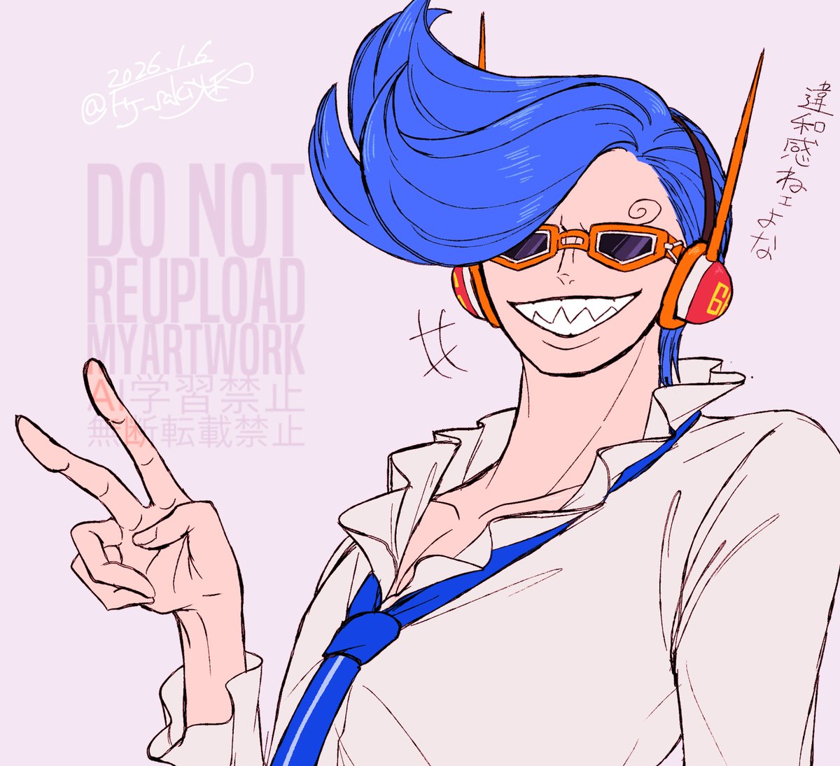 別ジャンルの推しがギザ歯なのを見て🕑もギザ歯似合いそうと思って描いた落書き