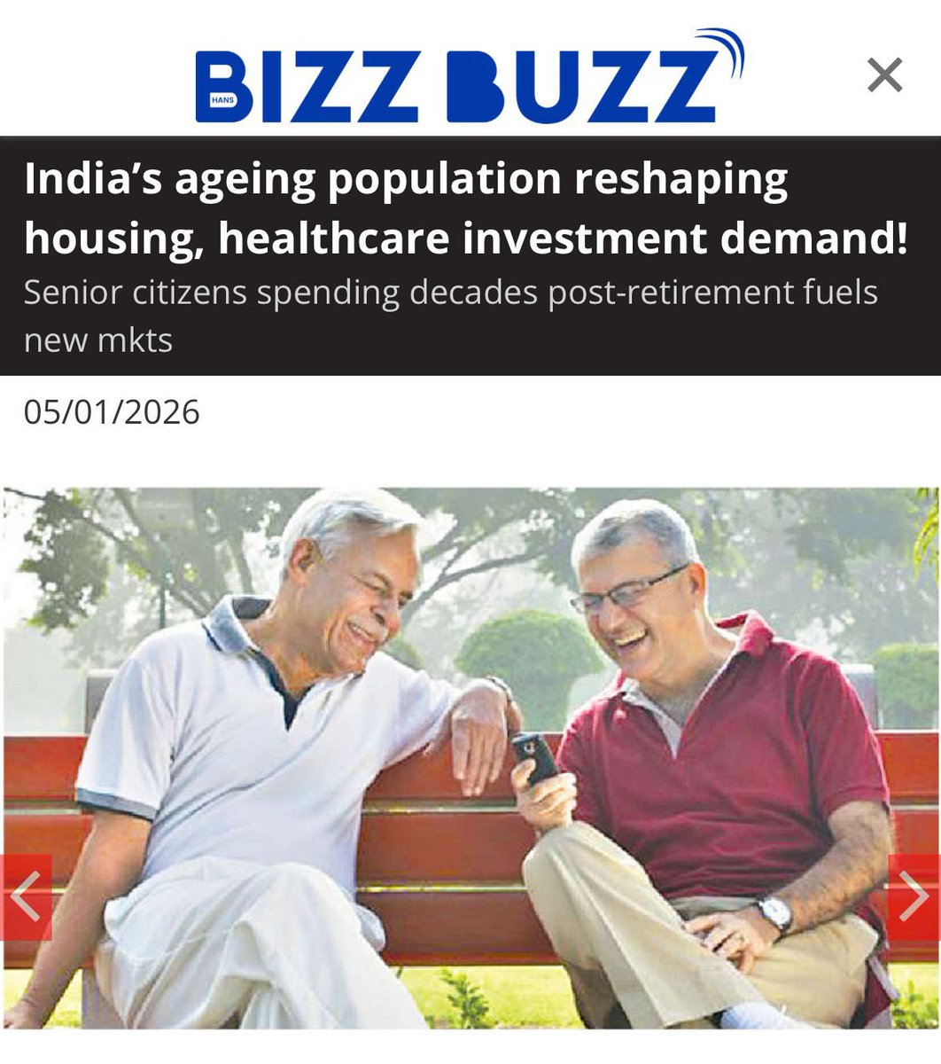 mores_techno's tweet photo. As highlighted by Mohit Mittal, CEO – MORES, ageing is no longer just a social responsibility; it’s emerging as a powerful economic opportunity reshaping housing, healthcare, and long-term investment demand.
#mores #leadershipthoughts #businessnews #bizzbuzz #indianrealestate https://t.co/C9P5QfvkNd