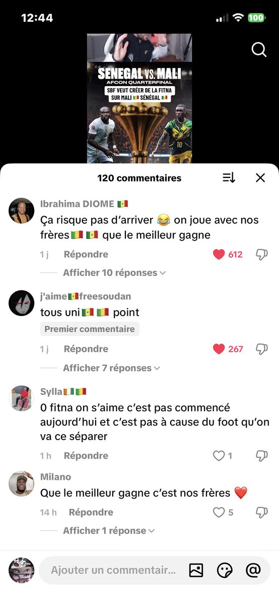 noir_fierss's tweet image. Je vois des gens essayer de créer de la fitna entre le Sénégal et le Mali, mais les commentaires me réchauffent le cœur.