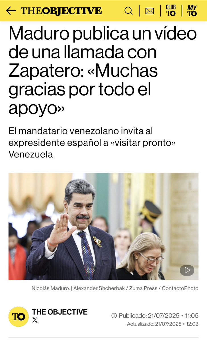 jaimeberenguer's tweet image. No lo olvides.
Hace solo 8 meses Maduro agradecía así su “ayuda” y “apoyo” a Zapatero.
(vídeo de @Ibon_Dominguez)