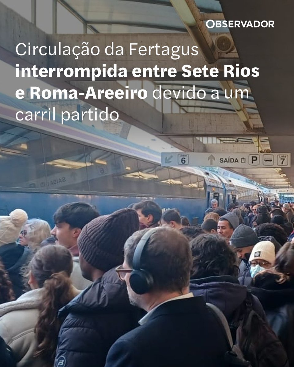 observadorpt's tweet photo. Na estação de Campolide, apurou o Observador, o cenário é já de grandes aglomerados de pessoas que esperam por uma solução para prosseguir viagem. Fertagus diz esperar retomar a circulação em breve.

Saiba mais no link nos comentários.

#Fertagus #comboio #Transportes https://t.co/4HLctdLUN4