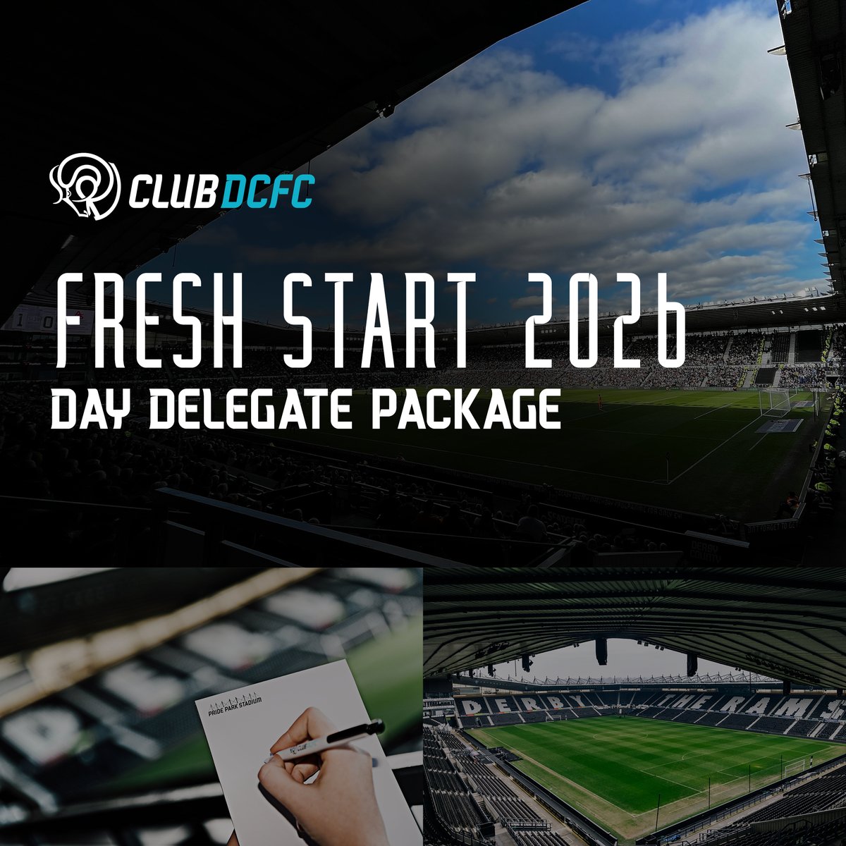 Take advantage of our new Day Delegate Package, which includes everything you need to bring your team together in an ideal location! 🏷️

Priced at £35.00 per person (plus VAT) (based on a minimum of 10 people). ✍

📞 I 01332 821082
📩 I your.event@dcfc.co.uk