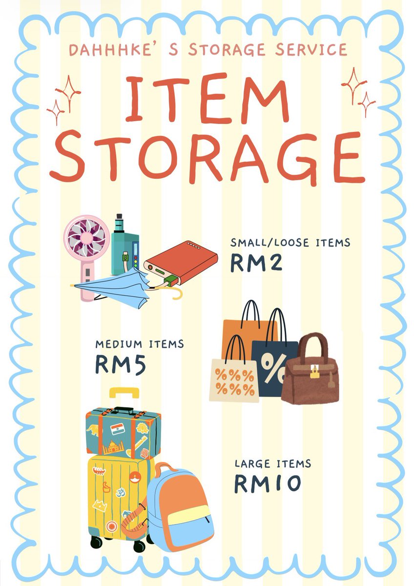 dahhhke's tweet image. Hi! Me and my friends ada buat item storage service for #Legacy30SitiNurhaliza

We’ll be outside the venue from 11AM sampaai concert habis 🤭 Just drop your bags with us and we’ll keep it safe! 

Boleh simpan botol, bag telekung, any sort of things with us
Check our T&amp;amp;C below 🩵