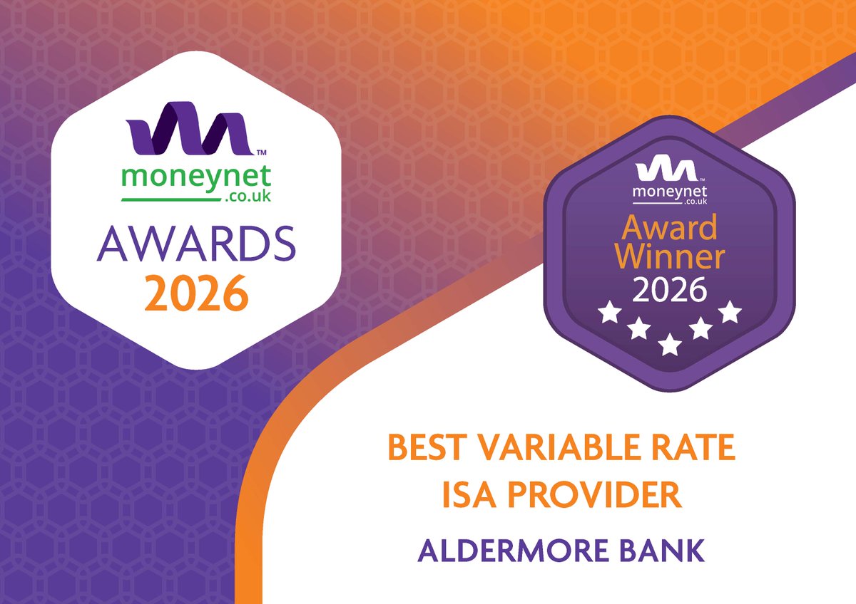 Congratulations to <a href="/AldermoreBank/">Aldermore Bank</a> for winning 'Best Variable Rate ISA Provider' and 'Best Fixed Rate Business Savings Provider' in the 2026 Moneynet Personal Finance Awards #MoneynetAwards26