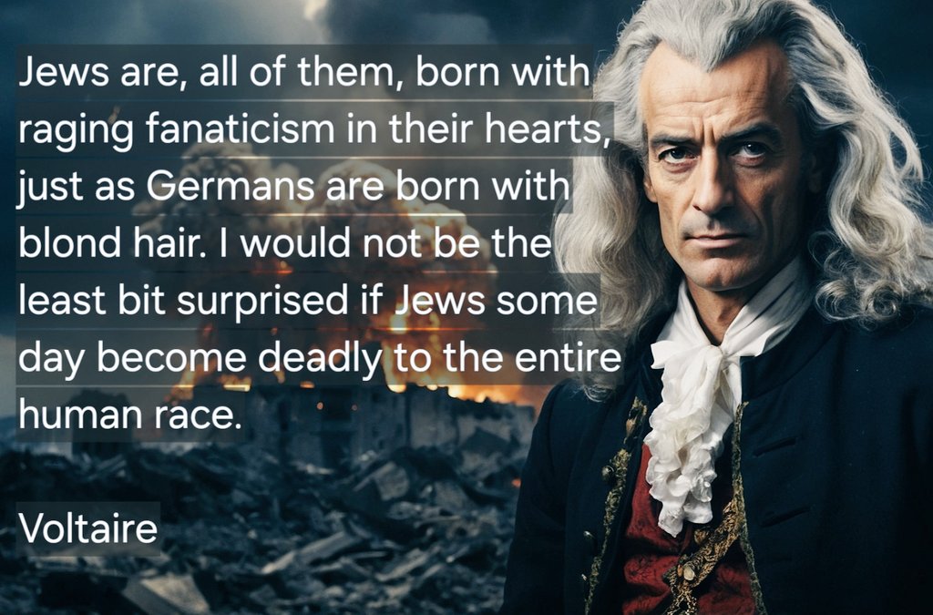 Voltaire was an 18th‑century, sharp‑tongued French philosopher and writer who slept only four hours a night and devoted the rest of his time to work.

His IQ is estimated at about 190, a level that defies comprehension. Nevertheless, the jews considered him a raging “low‑IQ”