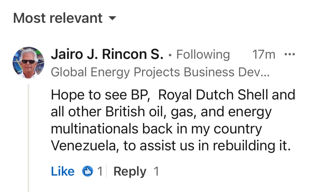 A Venezuelan energy consultant commented on my LinkedIn post. 

Send this to your most annoying leftist friend.