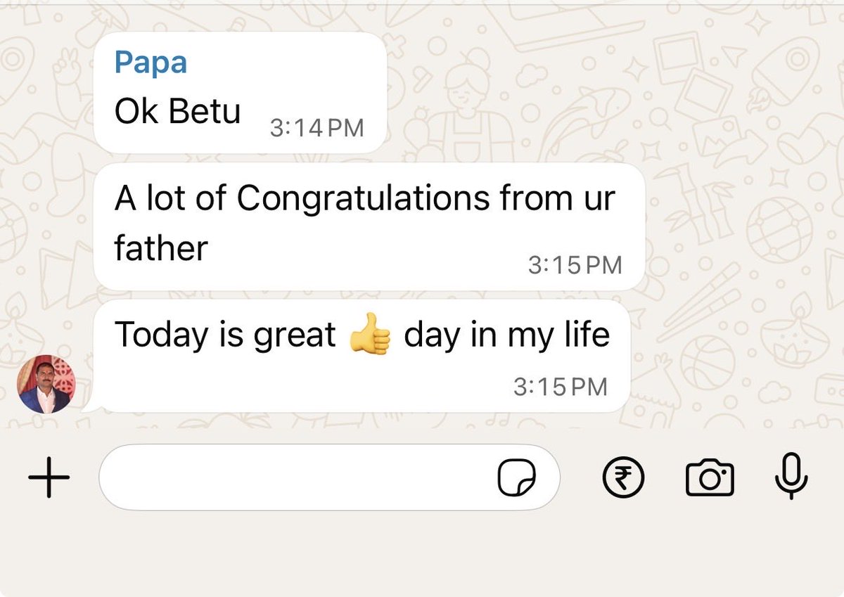 And mine as well ❤️ Its the best feeling when your father says he is proud of you 🙏❤️ Whole life , this is what you die for ; your parents appreciating your efforts 🥺❤️🙏🕉️
Thank you mahadev ❤️🙏