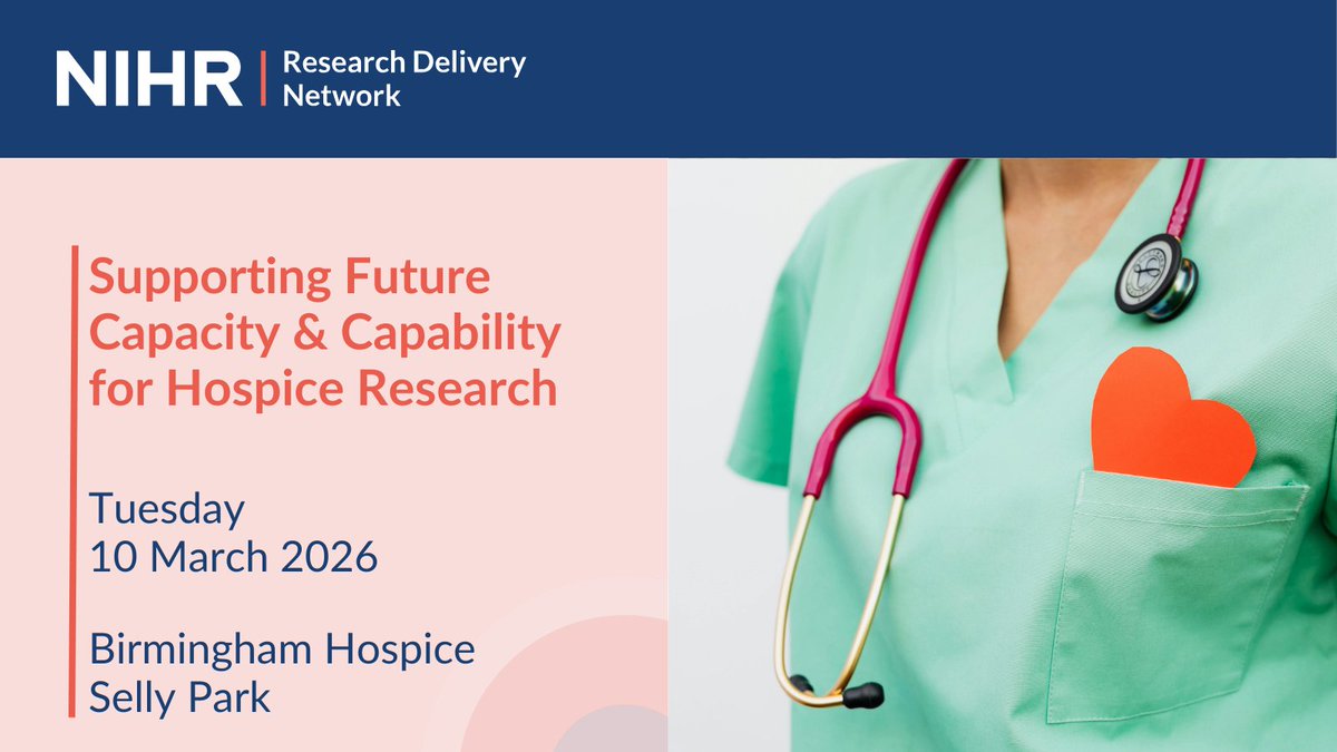 NIHRrdn's tweet photo. Hospice-based nurses and allied health professionals - join us at our March event for:

- knowledge exchange
- peer-to-peer support
- career development

Register here: https://t.co/ohSMlPs1qx https://t.co/rEt5dzswF6