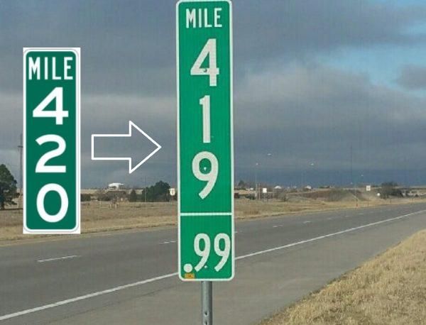 InternetH0F's tweet image. Colorado Dept. Of Transportation replaced mile marker 420 with 419.99 because it was repeatedly stolen by stoners