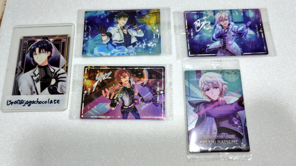jagachocolate's tweet photo. 【交換】アイドリッシュセブン アイナナ ウエハース 26

譲
BW 大和、天、トウマ
シャフユニ　巳波

求
BW 一織
シャフユニ　環

郵送交換希望です。
検索からでもお気軽にお声かけ下さい。 https://t.co/i5jyDE9mP2