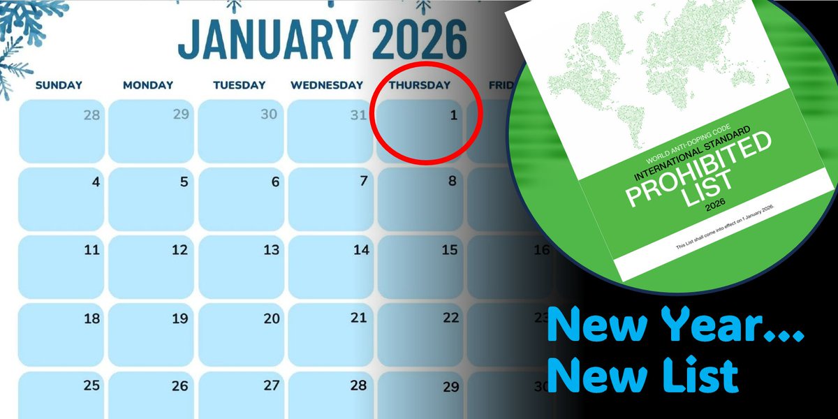 PureWinnerNI's tweet image. 📢 Athletes' - don't forget to re-check all your medications on GlobalDRO as the 2026 WADA Prohibited List is now in effect.
👉Check out @ukantidoping useful summary of changes: 🔗 bit.ly/4b4NFGb