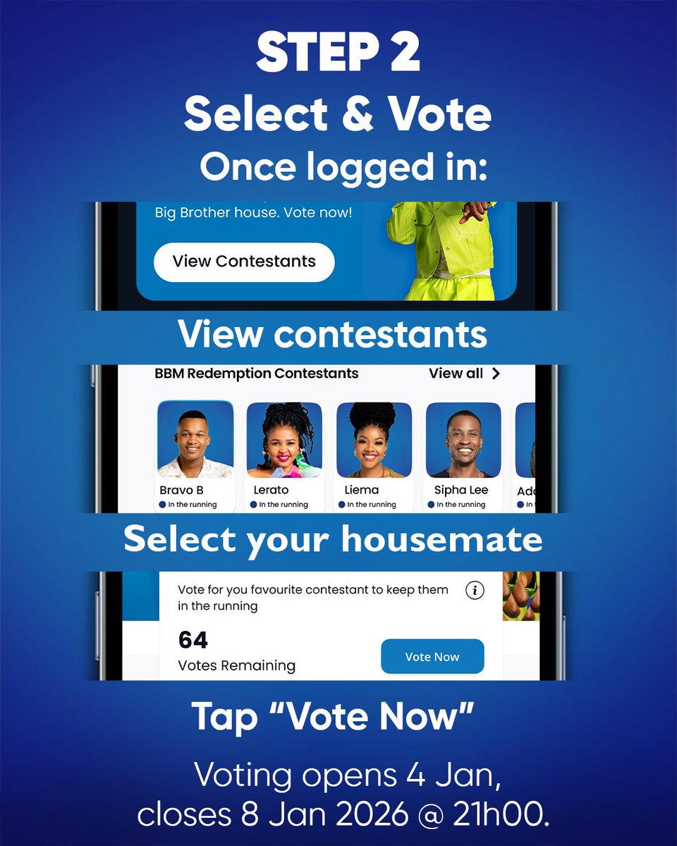 DStv's tweet image. 🎉 Big news, fam! 🔥 It’s your chance to bring back your favorite ex-housemates for a shot at redemption in #BBMzansiS6! 👉 Head over to the MyDStv app and make your vote count. Want all the juicy details? Hit up our official site now!