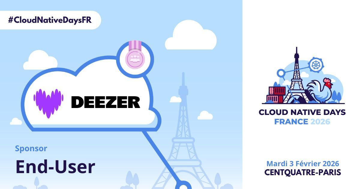DeezerDevs's tweet image. 📅 We're happy to sponsor the #CloudNativeDaysFR 2026 🙌
Our Infrastructure &amp;amp; Platform Engineering teams will be available on our stand to discuss Kubernetes implementation, cloud usage and DevOps practices (among other things!)

🎟️ Schedule &amp;amp; tickets: cloudnativedays.fr/programme