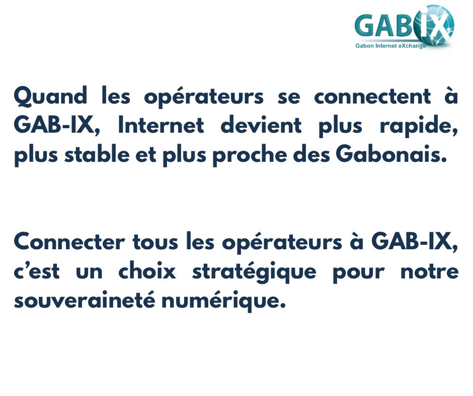 GABIX : Quels avantages ?

📩 info@gabix.ga￼

#GABIX #Peering #InternetGabon #SouverainetéNumérique #InterconnexionLocale #InfrastructureNumérique #GabonDigital #IXPLab #TransformationNumérique