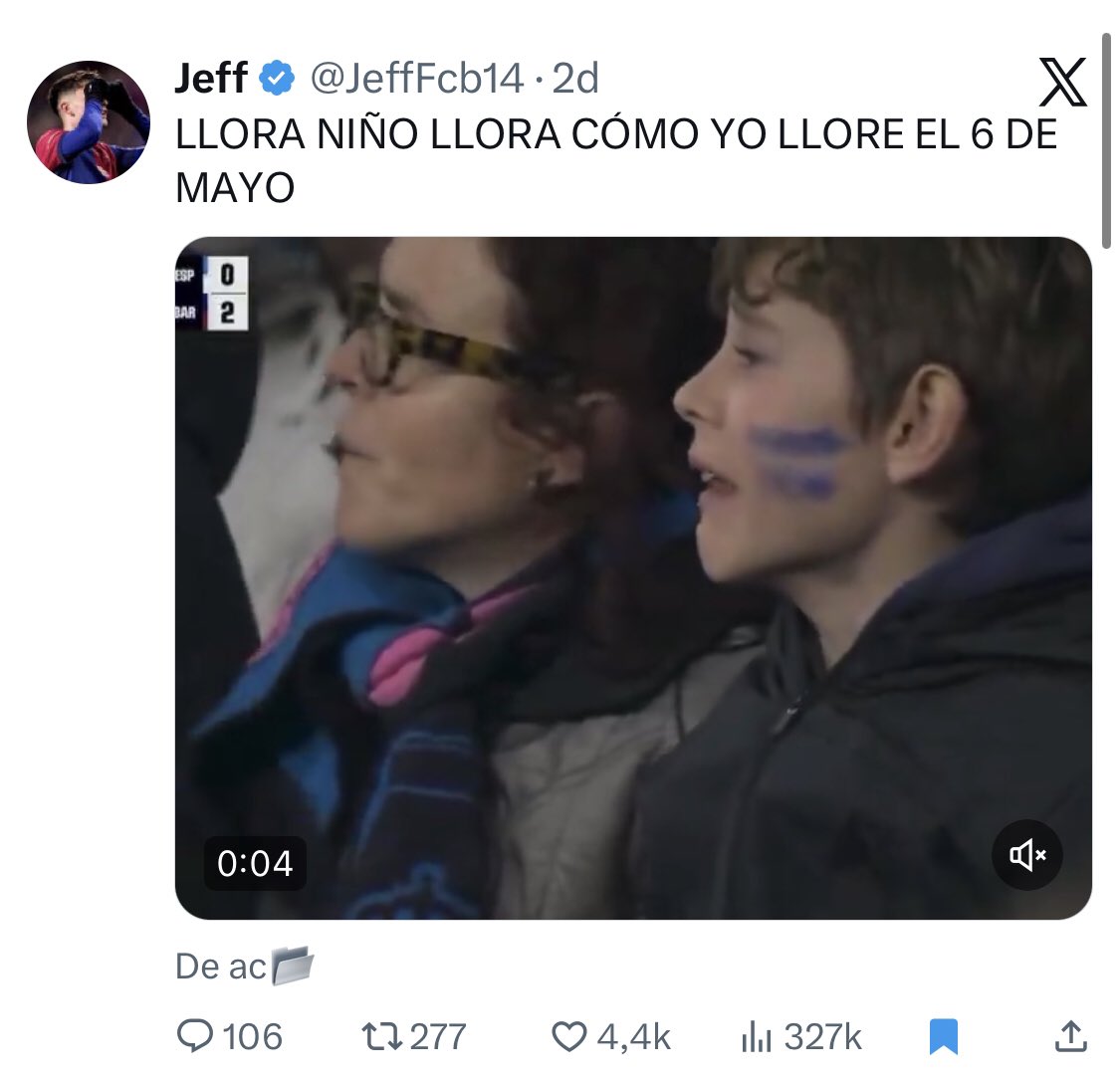 Esto es el F.C. Barcelona.

4 k de me gusta en un post donde un HDP le desea el mal a un joven aficionado del Espanyol.