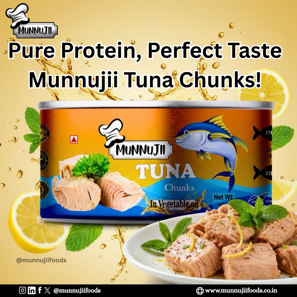 munnujiifoods's tweet photo. Dive into freshness with Munnujii Tuna Chunks in Vegetable Oil rich in flavour, high in protein, and crafted for your healthy lifestyle.
#Munnujii #TunaChunks #HealthyEating #SeafoodLovers #ProteinPacked #TunaInOil #TunaRecipes #FreshFromTheCan #EatSmart #MunnujiiTuna https://t.co/61kaHaoLJq