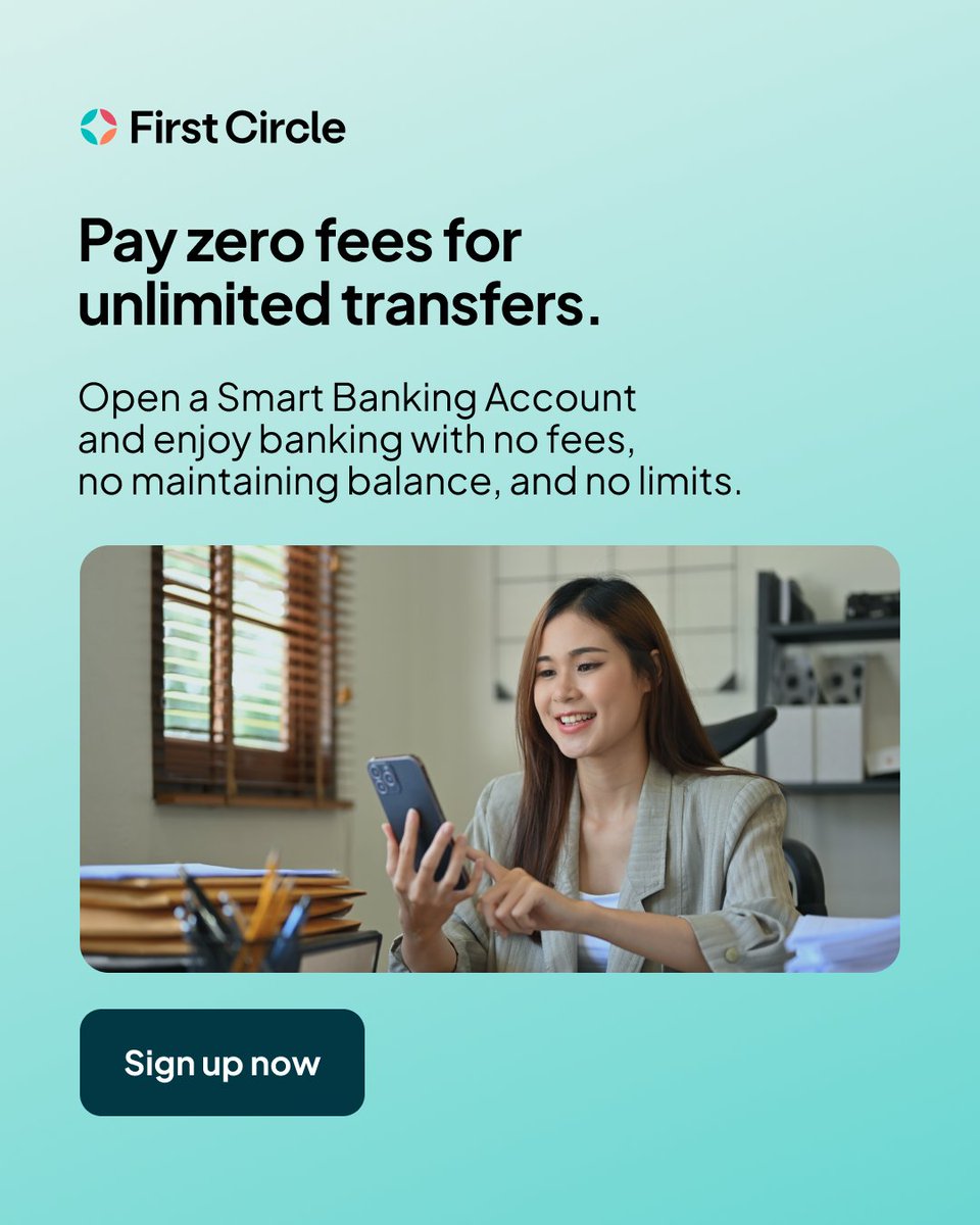 Start the year smart. Our Smart Banking Account provides business banking solutions with no transfer limits or transaction fees 👌

Open an account for free: hubs.li/Q03YWdLD0 

First Circle is a financing company regulated by the Securities and Exchange Commission (SEC)
