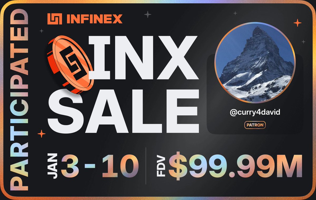 curry4david's tweet photo. I participated in the @infinex sale - $99.99M FDV, 3-10 Jan, 2026 https://t.co/3Us1FWsP9S