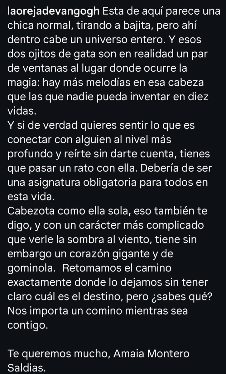 Ésto de La oreja de Van Gogh a Amaia Montero 🥹
Y con la canción que la dedicaron 'Tan guapa' 🥰