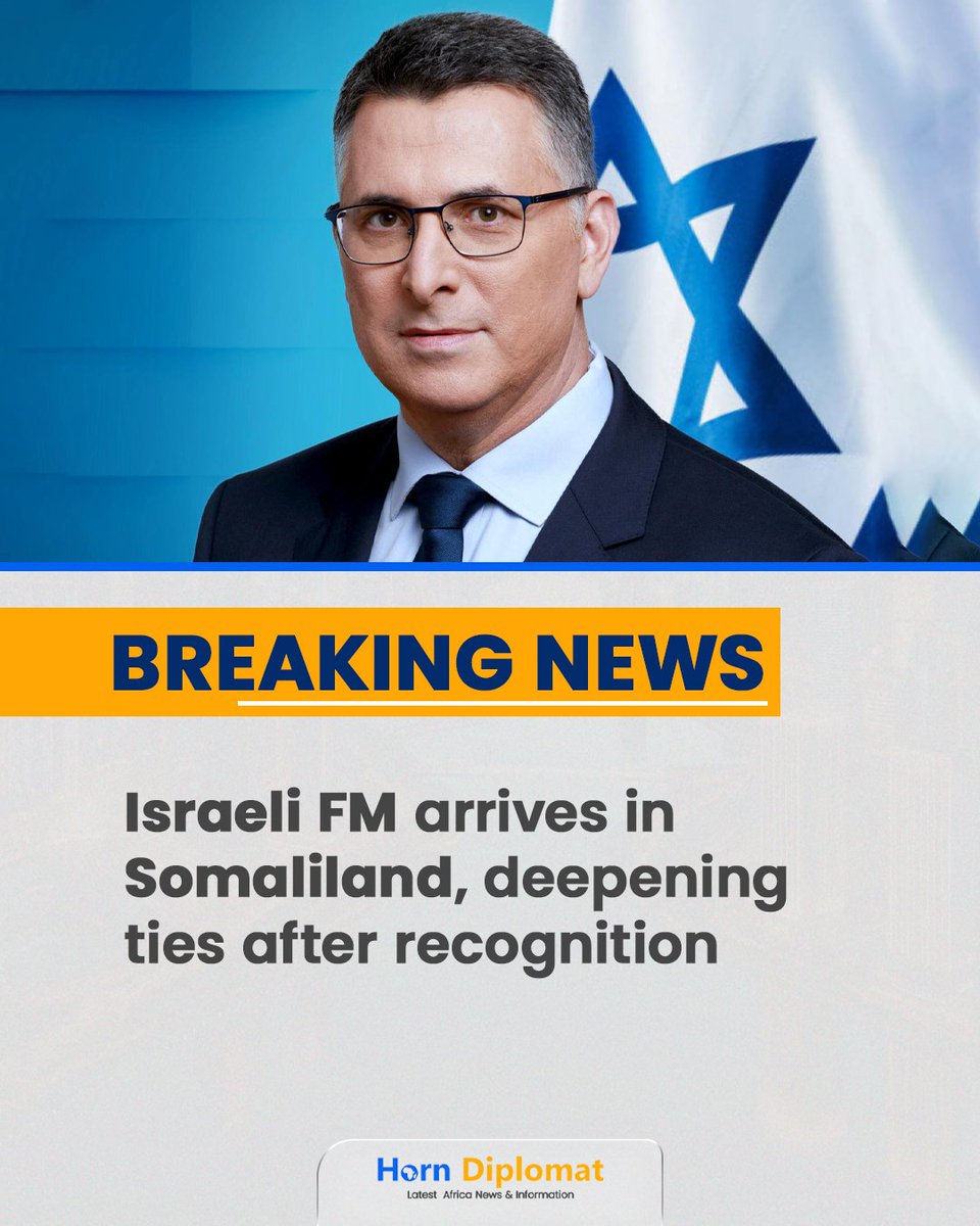 HornDiplomat's tweet photo. 🚨 BREAKING : #Israel’s Foreign Minister @gidonsaar has arrived in Hargeisa, the capital of the Republic of Somaliland, leading the largest-ever Israeli delegation to visit the country. 

He held talks with #Somaliland President Dr Abdirahman Mohamed Abdullahi Irro in a historic first following Israel’s recognition.
📌 More details to follow @HornDiplomat