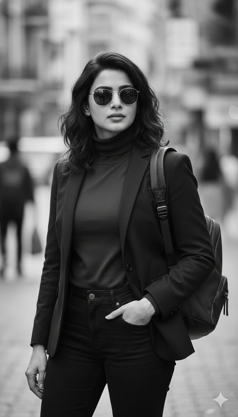 { "prompt": "Full-body black-and-white photorealistic str...