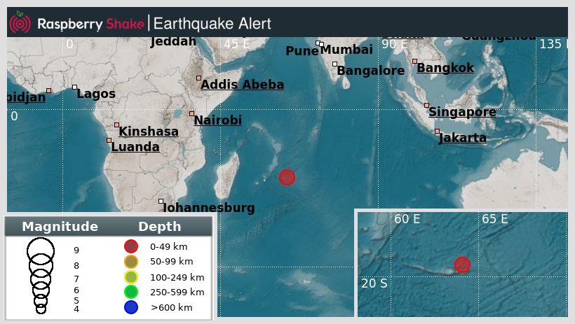 raspishakEQ's tweet photo. Preliminary M5.5 #Earthquake
ID: #rs2026ajyvoq
84km from #PortMathurin, #Mauritius-ReunionRegion
2026-01-06 10:09 UTC
Source: #GFZ
@raspishake
Join the largest #CitizenScience EQ community ➡ https://t.co/Y5O0dgJqJF
EVENT ➡ https://t.co/ALmEAgKVGa https://t.co/VolYeE1QCM