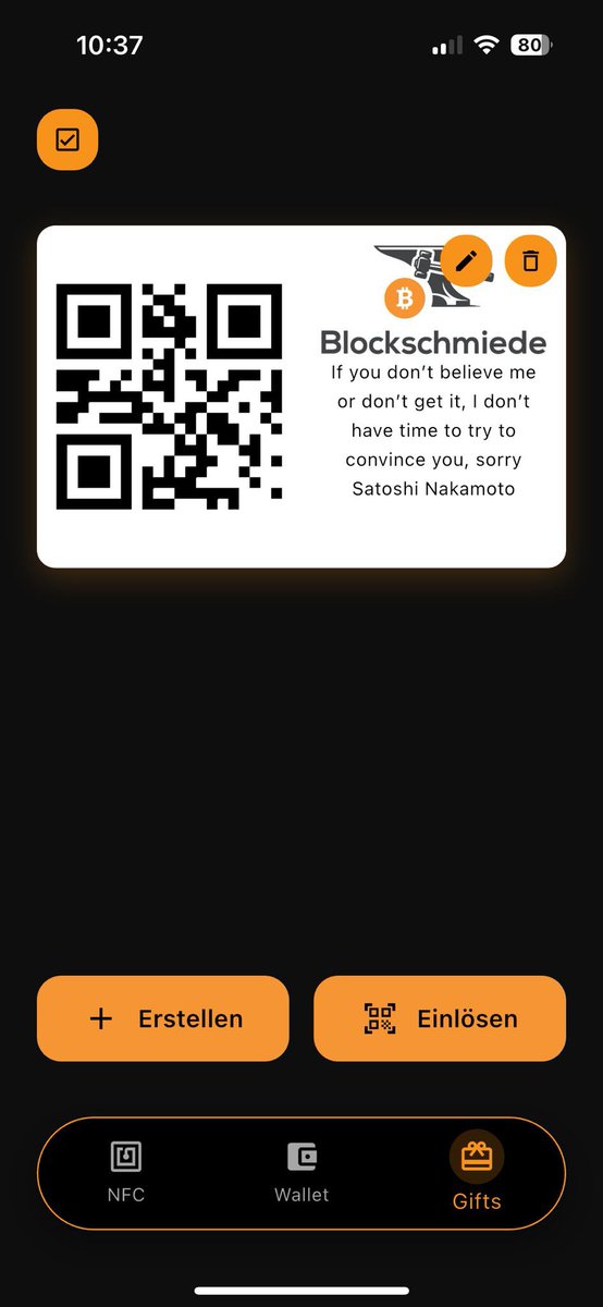 Sneak Preview 🤩
Es wird künftig einige neue Features geben. 🍾
Bald könnt ihr kostenlos und individuell eigene Bitcoin-Giftcards in der App designen, speichern und versenden 🚀
Die Giftcards können natürlich auch gedruckt werden. 
Jede Giftcard ist dann eine eigene Wallet die