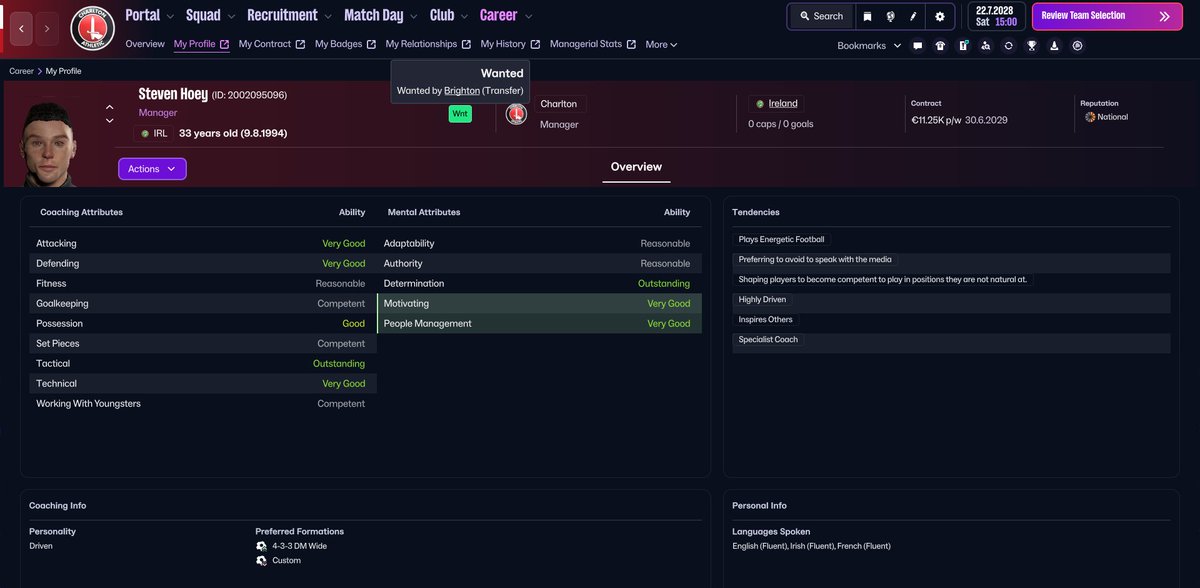Our stint at Charlton may be short lived, as we have been asked to attend an interview with Brighton after Graham Potter took the England job after the Euros.

#FM26