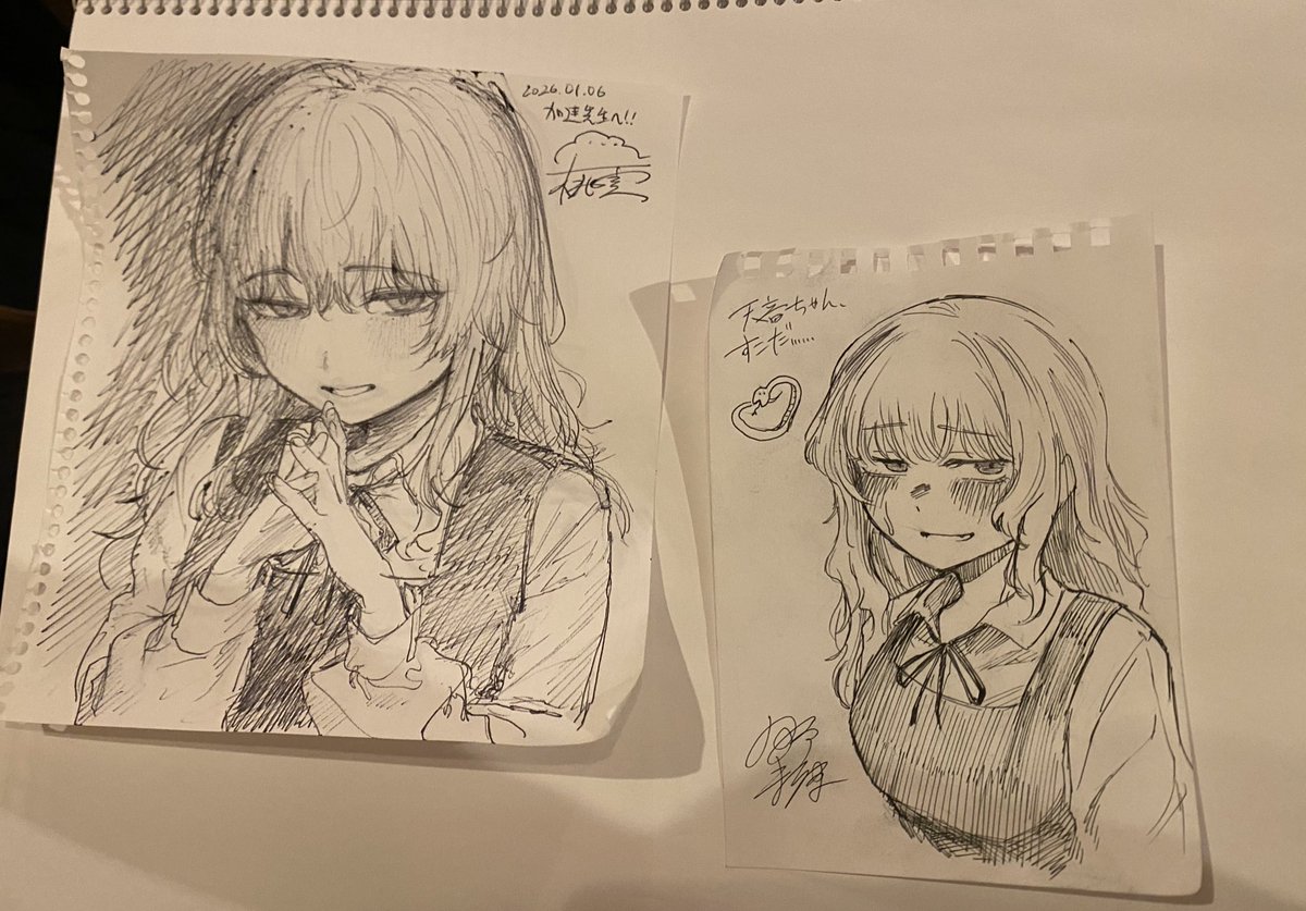 桃雲先生と小野未練先生が天音ちゃんを描いてくれました…何が起きている???ありがとうございます… 