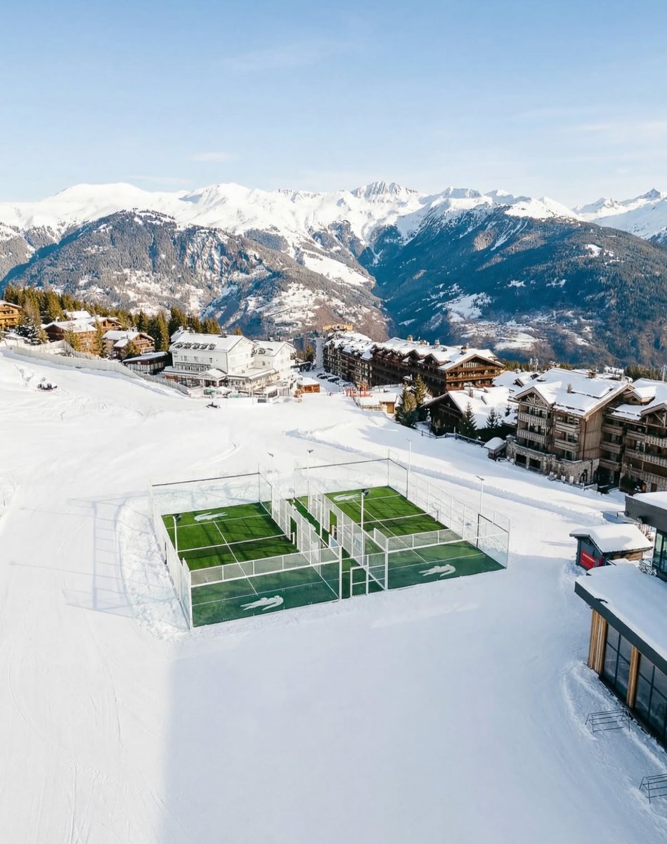 Lacoste just opened 2 courts on the side of a mountain in Courchevel🤯