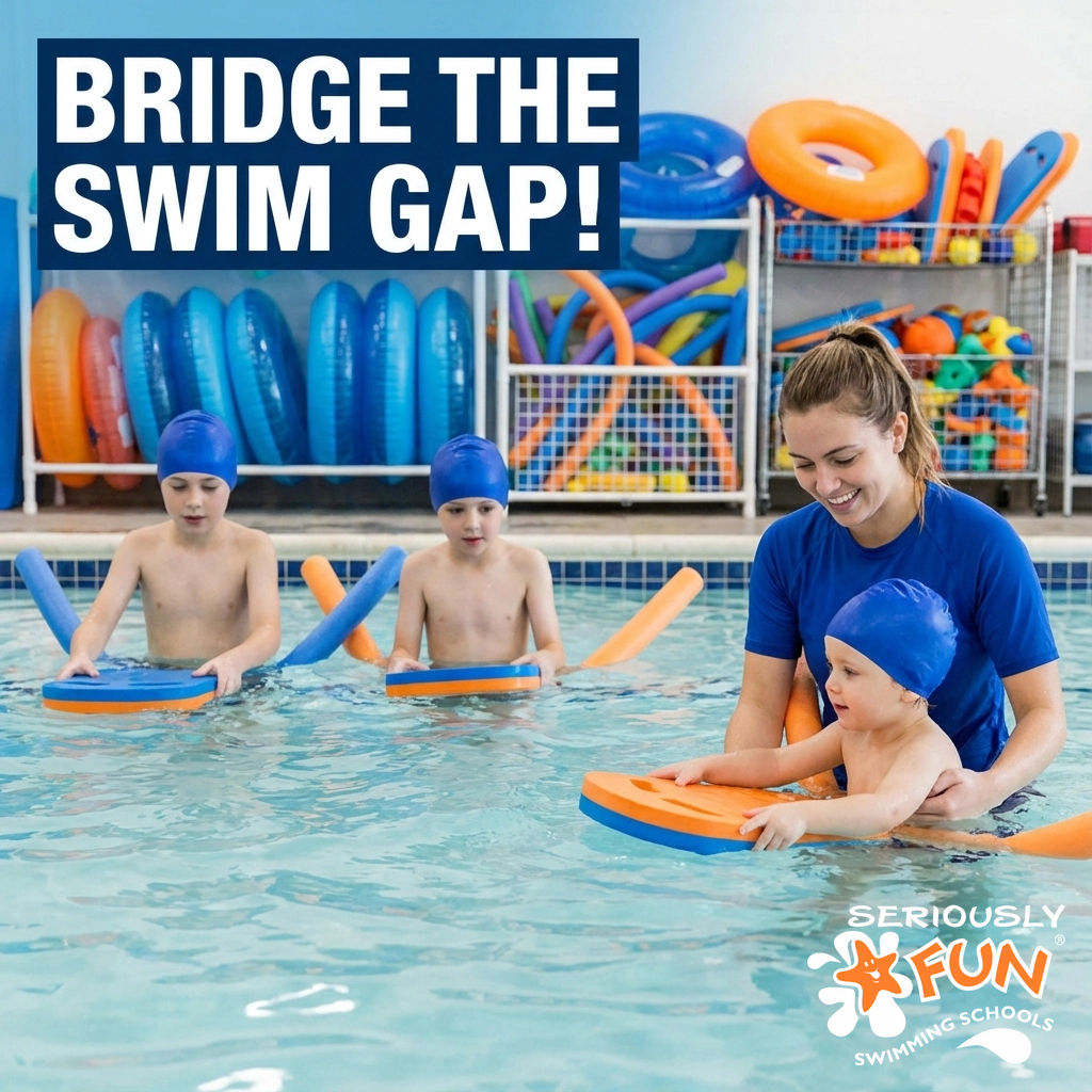 Many kids leave primary school unable to swim 25m, but YOU can bridge the gap! 🏊‍♂️ Local lessons at Seriously FUN build water confidence for life. Let’s help every child swim! seriouslyfun.com #SeriouslyFUN #WaterConfidence #SwimmingTips