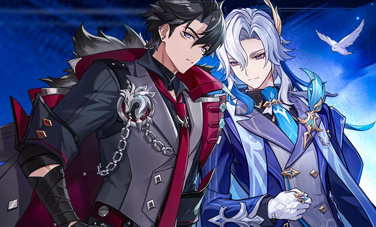 inu_kishi's tweet image. "Further proof of an age-old rule — red and blue always make the perfect ship." -HSR 
​HoYo 🤝🏻 Wriothesley &amp;amp; Neuvillette
#Wriolette ❤️💙