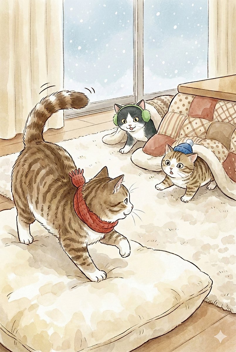 shima_lab_nft's tweet photo. A cozy winter moment with cats 🐾❄️ https://t.co/mNckEeLCV0