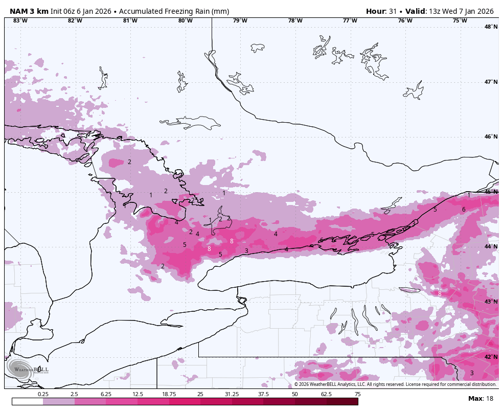 WxOntario1's tweet photo. Light freezing drizzle/ drizzle is making its way across Lake #Huron

With temps below freezing across Mid Western #Ontario, could see some light accretion this AM

Bulk of the precip arrives this afternoon 

Looks like mostly rain along and south of the #Hwy401/ #Hwy407 corridor

Freezing rain/ snow to the north with very one finishing off with snow

#OnWX #ONStorm